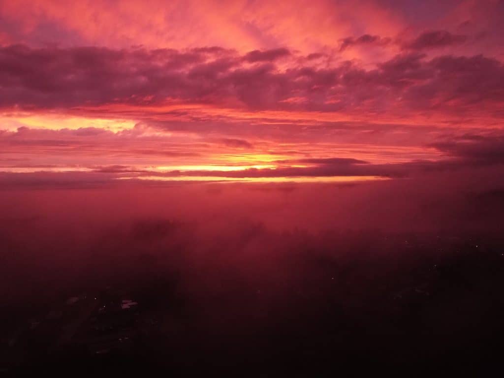 Red Sunset in Waldport, Oregon